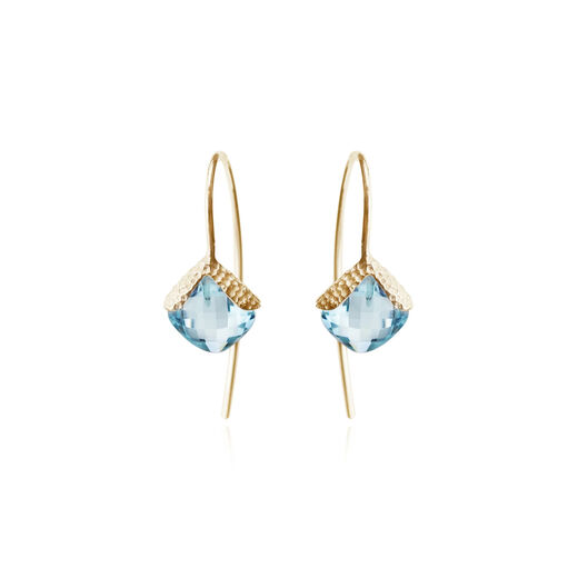 Faceted blue topaz hook earrings by Mounir